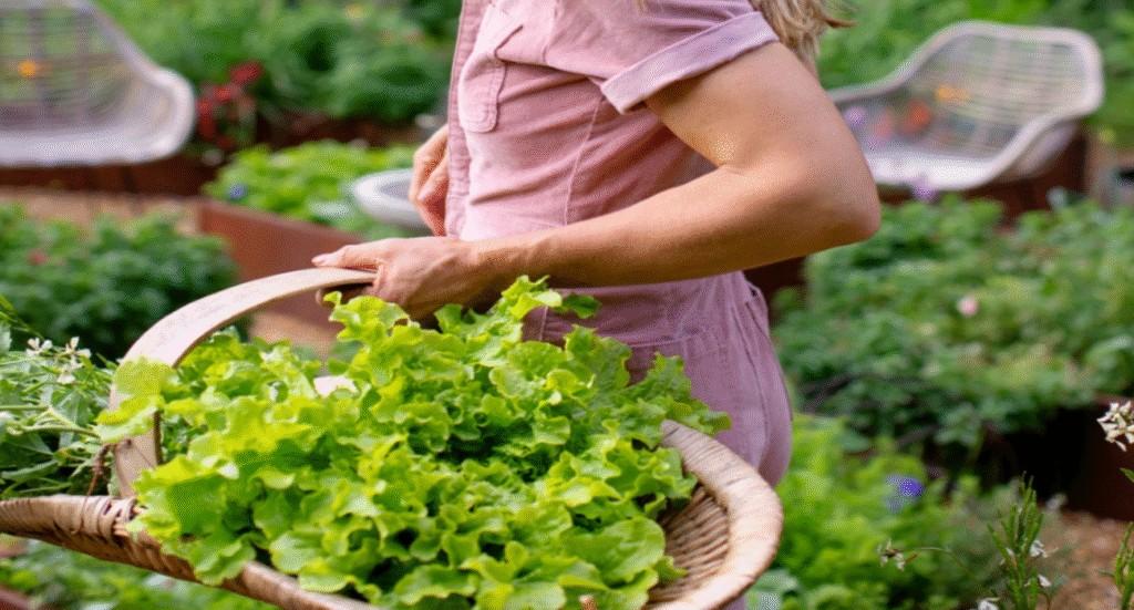 Harvesting Lettuce Leaves