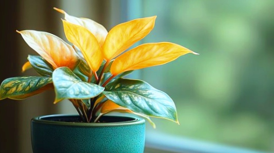 Potted pothos leaves turned yellow