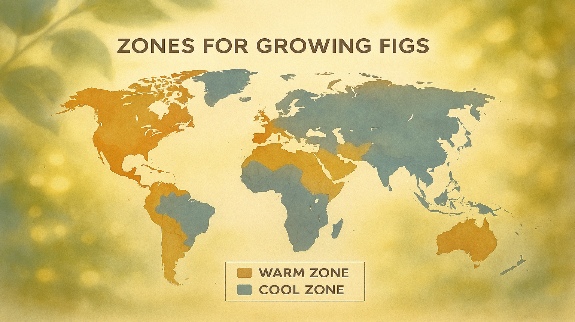 World map showing fig-growing climate zones.
