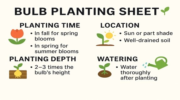 Simple bulb planting guide for small gardens.