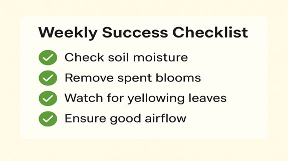 Weekly butterfly bush care checklist graphic.